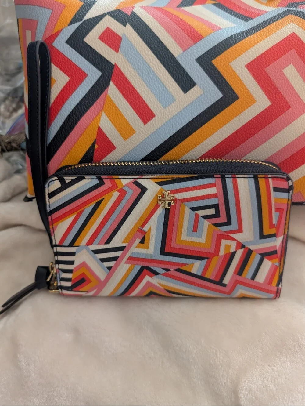 Tori Burch Kerrington zip top tote with matching wallet
